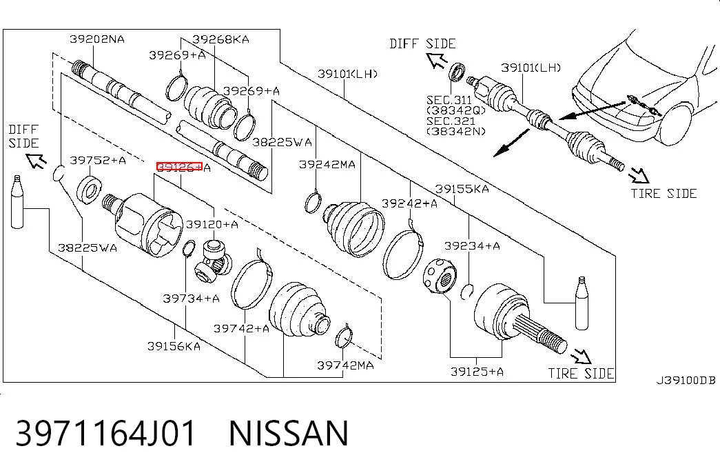  Шрус внутренний левый Nissan Primera 