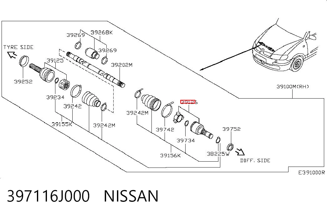 Шарнир привода внутренний Nissan Almera II седан (N16) (2000 - 2006) цена, от 39.13 USD