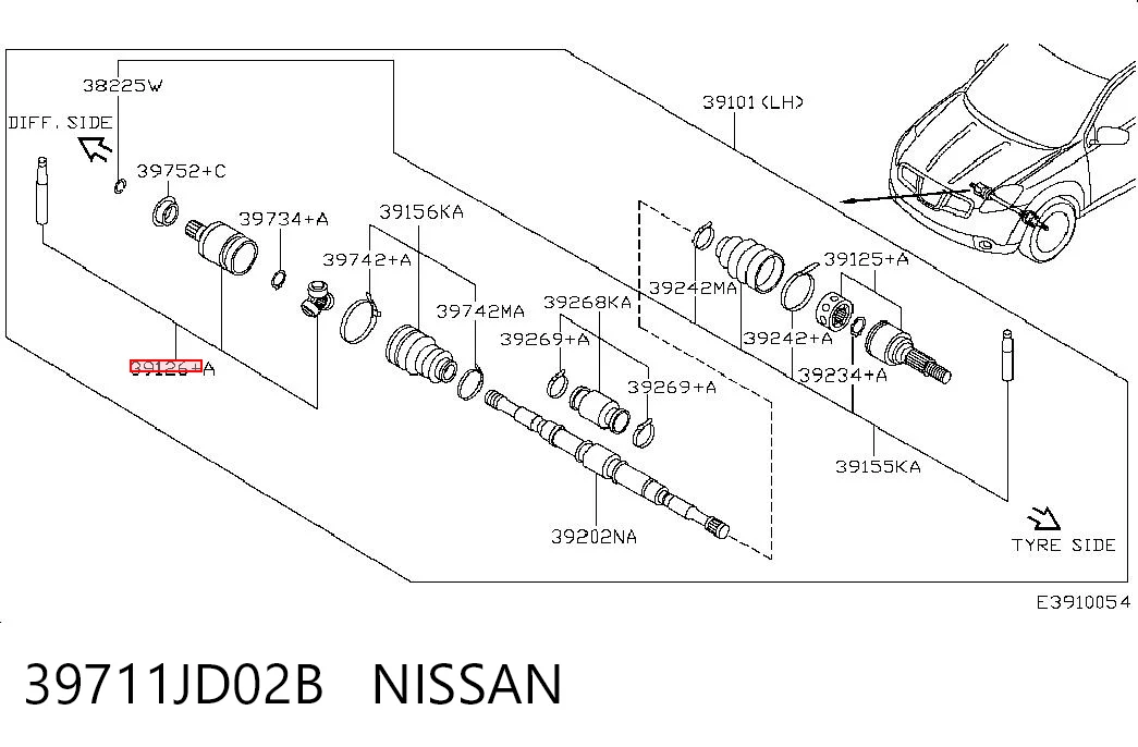  Шрус внутренний левый Nissan Qashqai 