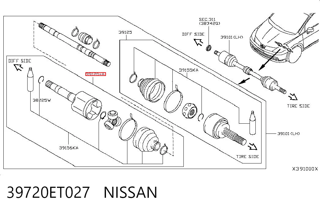 Шарнир привода внутренний Nissan Tiida хэтчбек (C11X) (2004 - 2014) цена, от 49.05 USD