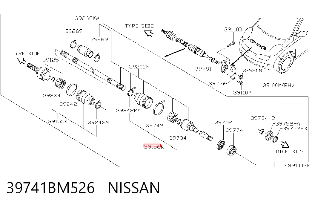 Пыльник ШРУСа внутренний 39741BM525 Mitsubishi