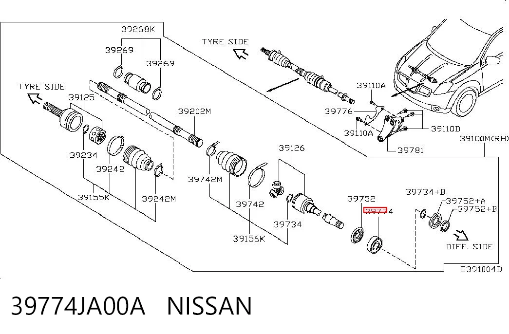 Купить 95517208 Peugeot/Citroen Подвесной подшипник передней полуоси