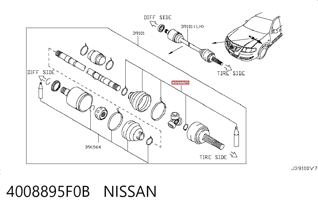 Пыльник ШРУСа наружный Nissan Almera 