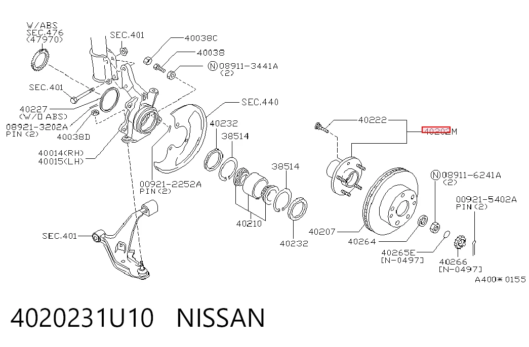Ступицы передних колес Nissan Maxima седан (A32) (1994 - 2000) цена, от 29.42 USD