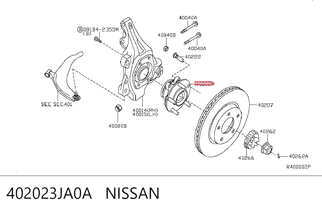 402023JA0A Nissan/Infiniti Ступица колеса передняя