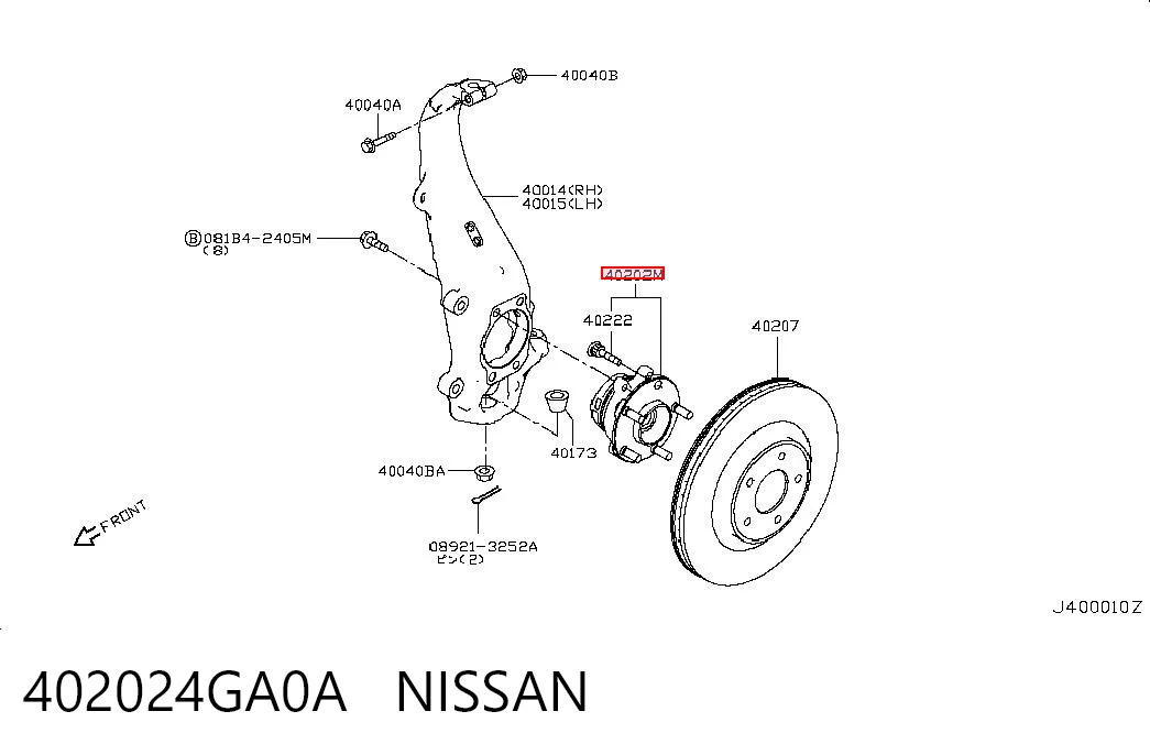 402024GA0A Nissan/Infiniti Ступица колеса передняя