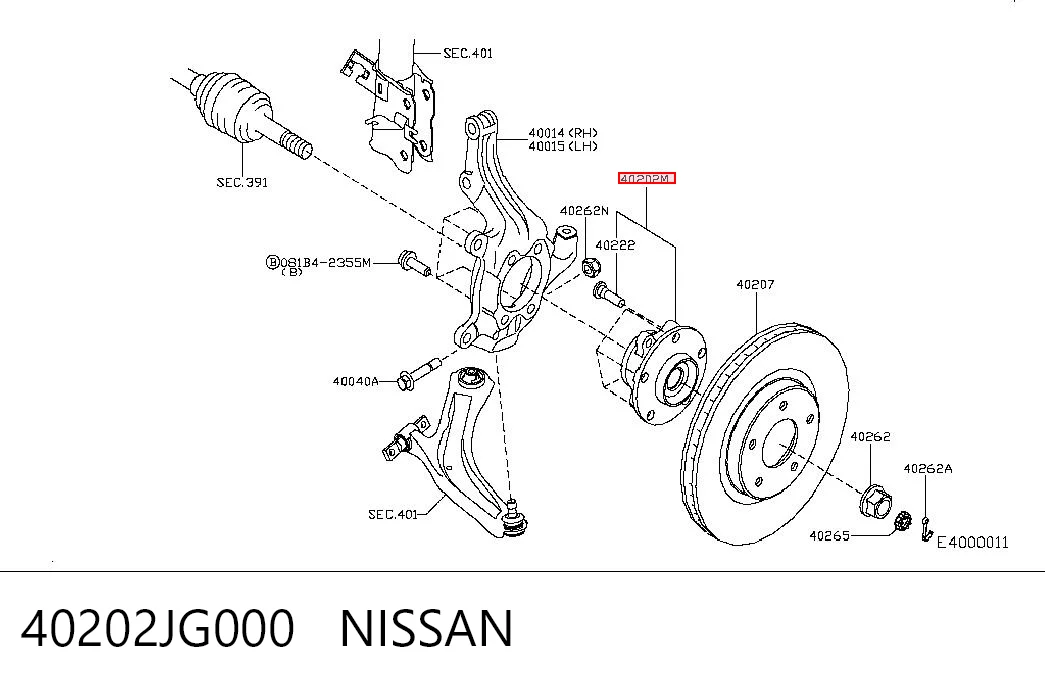 40202JG000 Nissan/Infiniti Ступица колеса передняя