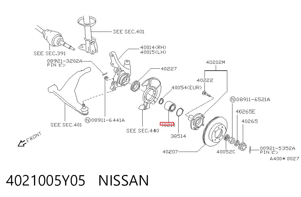 Ступичный подшипник передний MCB DAC387400502RS