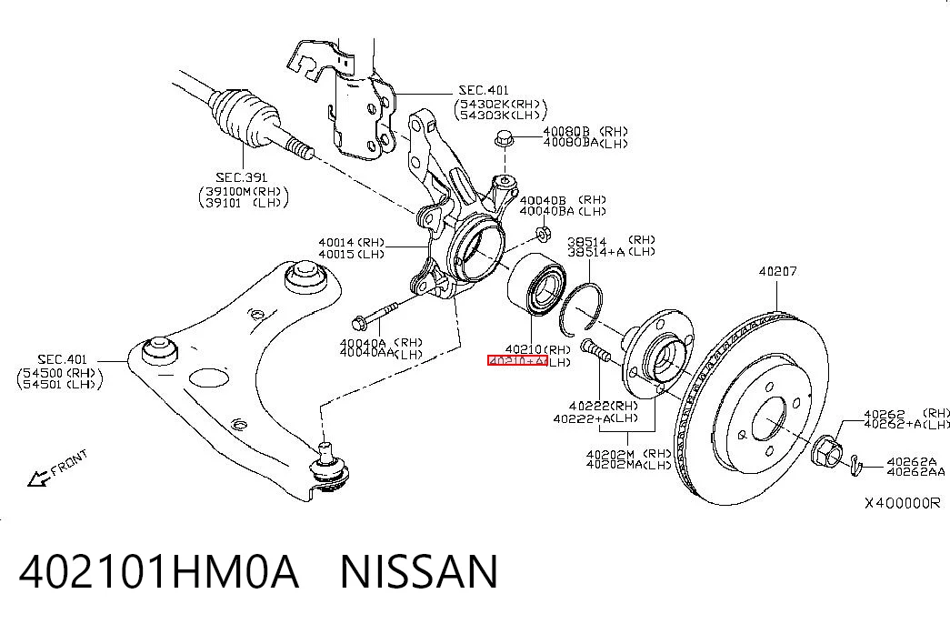 402101HM0A Nissan/Infiniti Подшипник ступицы передней