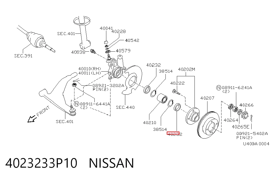 4023233P10 Nissan/Infiniti Сальник передней ступицы внешний