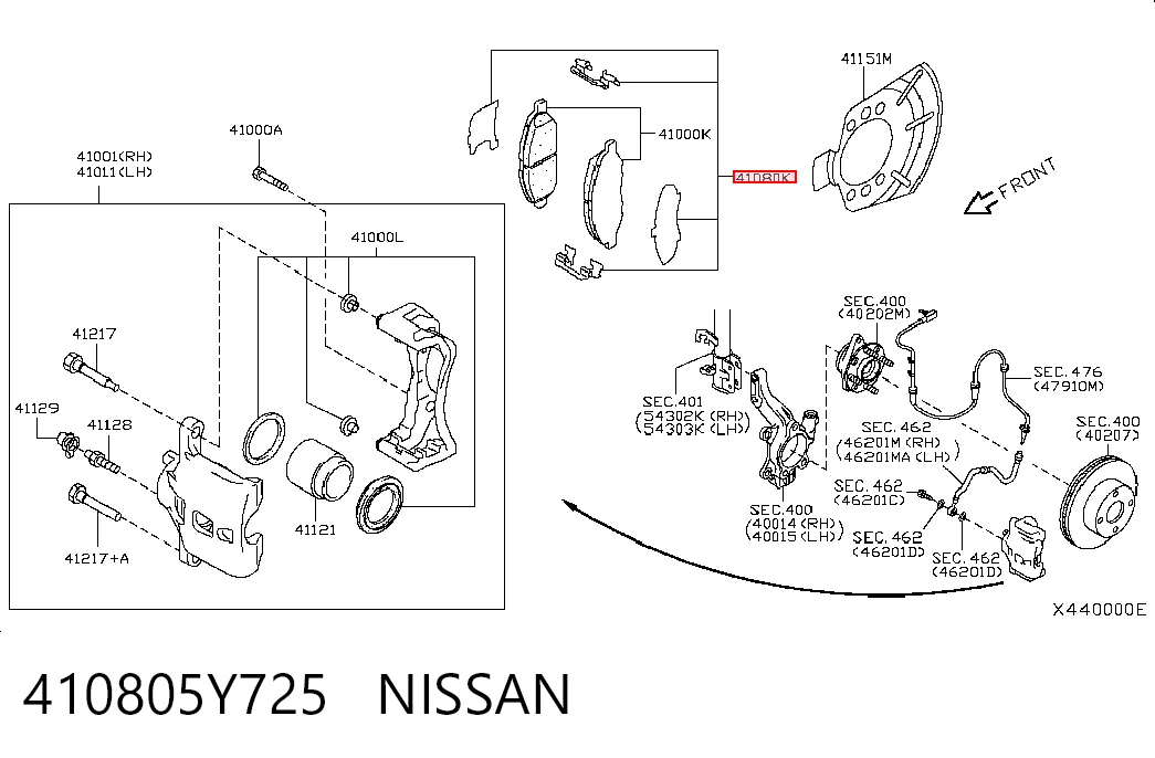 410805Y725 Nissan/Infiniti Пружинная защелка суппорта