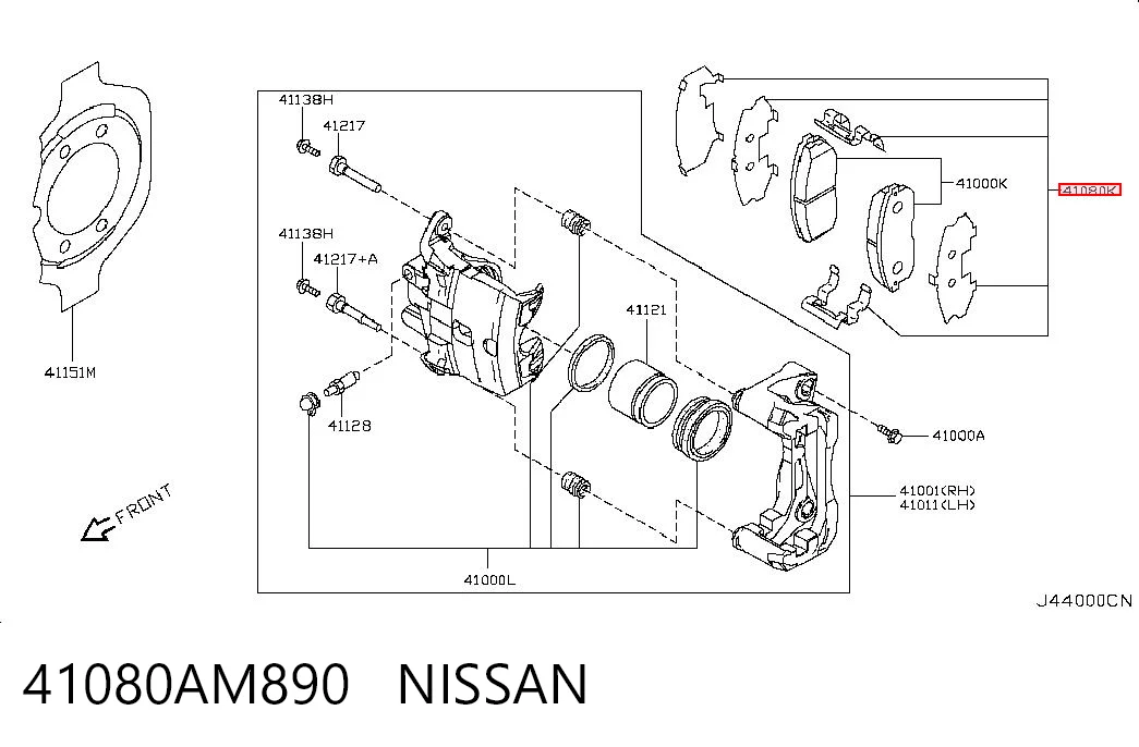 41080AM890 Nissan/Infiniti Пластина крепления тормозной колодки