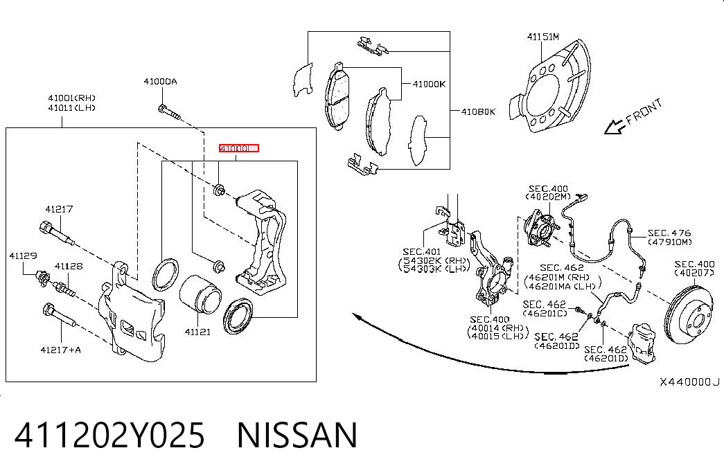 Ремкомплект переднего суппорта Nissan Teana 
