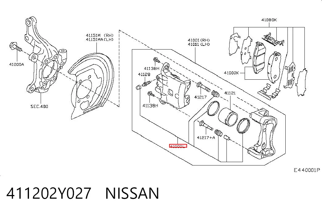 411202Y027 Nissan/Infiniti Ремкомплект суппорта тормозного, переднего