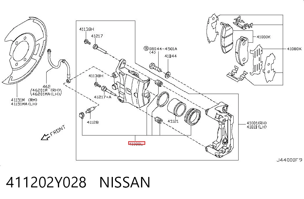 Ремкомплект тормозной системы Nissan Teana седан (J32) (2008 - 2013) цена, от 10.84 USD