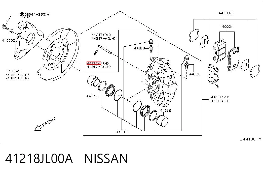 41218JL00A Nissan/Infiniti Направляющая тормозного суппорта