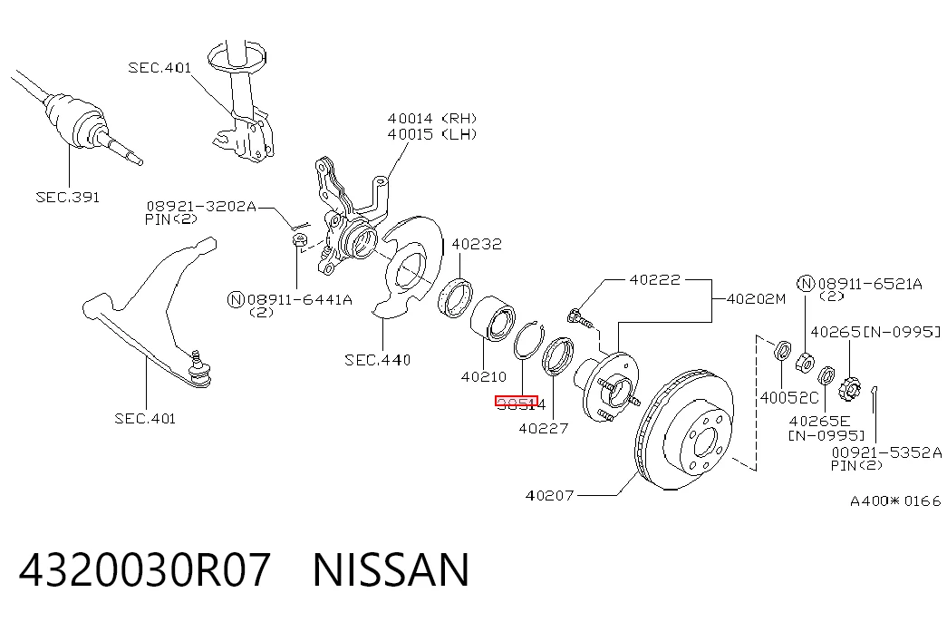 Ступица задняя на Nissan Prairie  M11