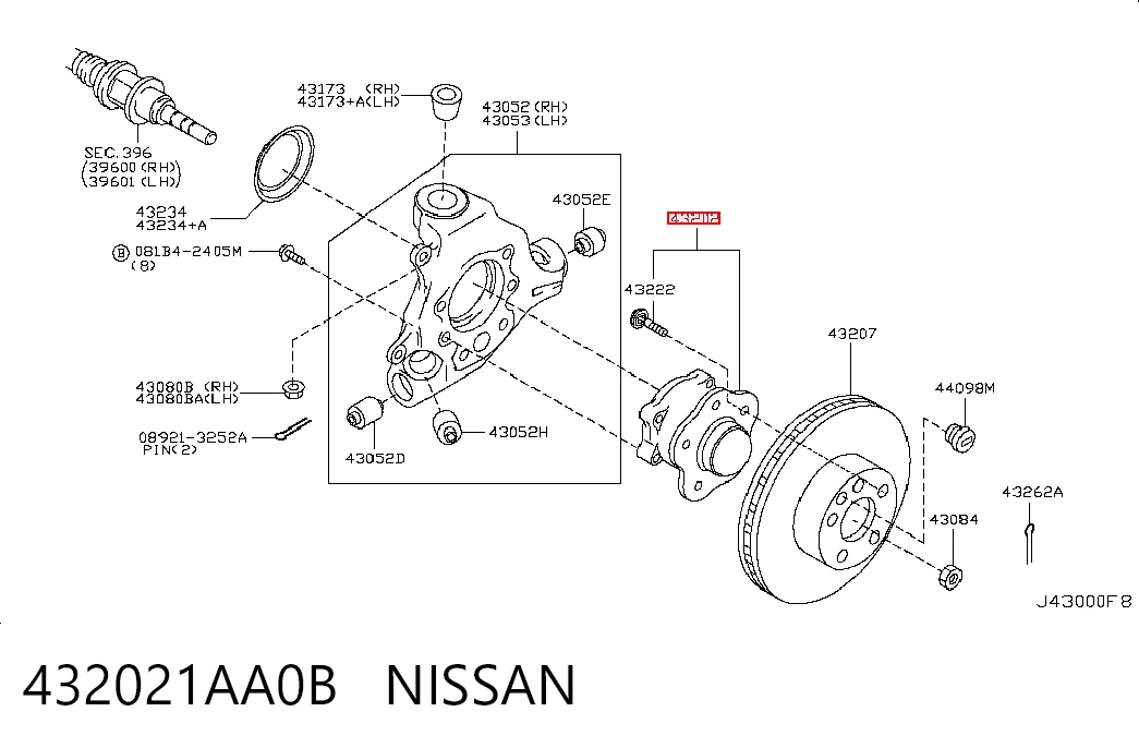 432021AA0B Nissan/Infiniti Ступица задняя
