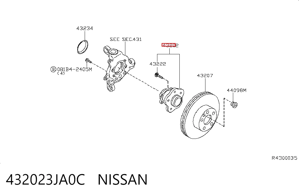 432023JA0C Nissan/Infiniti Ступица задняя