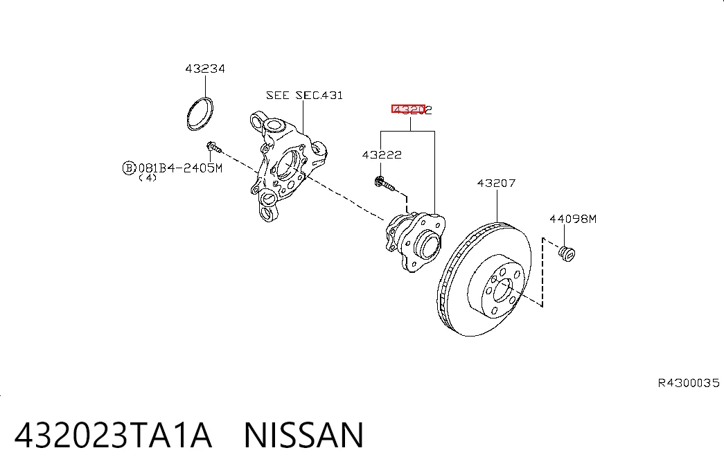432023TA1A Nissan/Infiniti Ступица задняя
