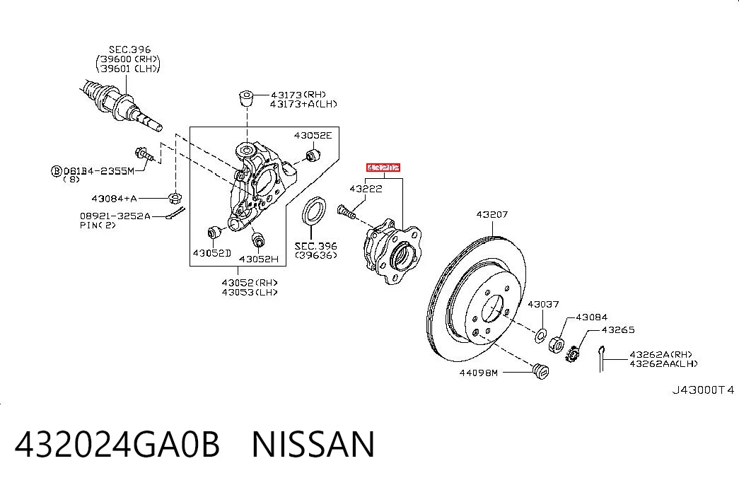 432024GA0B Nissan/Infiniti Ступица задняя