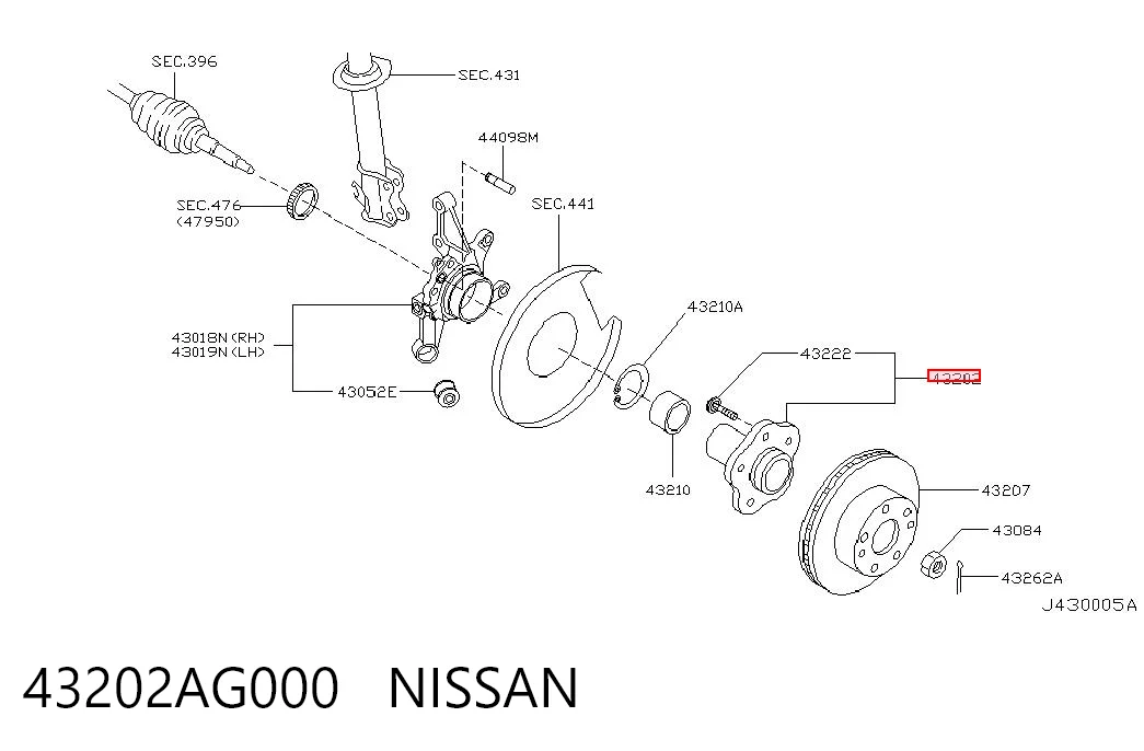 43202AG000 Nissan/Infiniti Ступица задняя