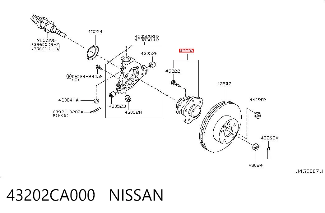 43202CA000 Nissan/Infiniti Ступица задняя