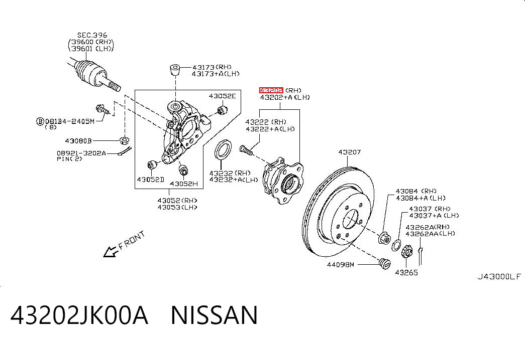 43202JK00A Nissan/Infiniti Ступица задняя