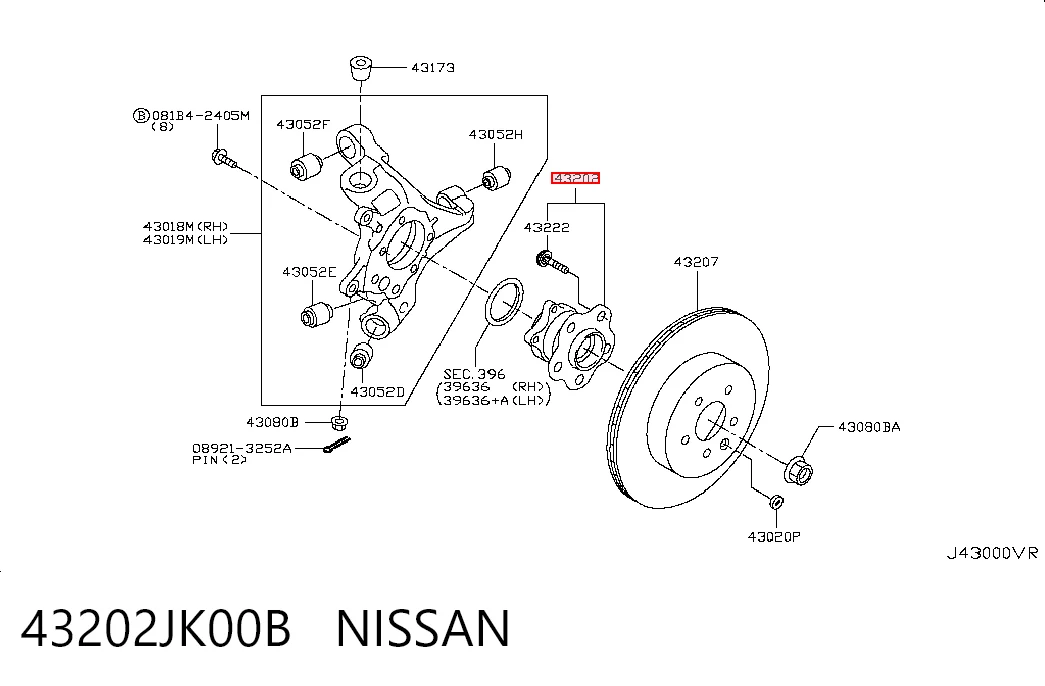 43202JK00B Nissan/Infiniti Ступица задняя