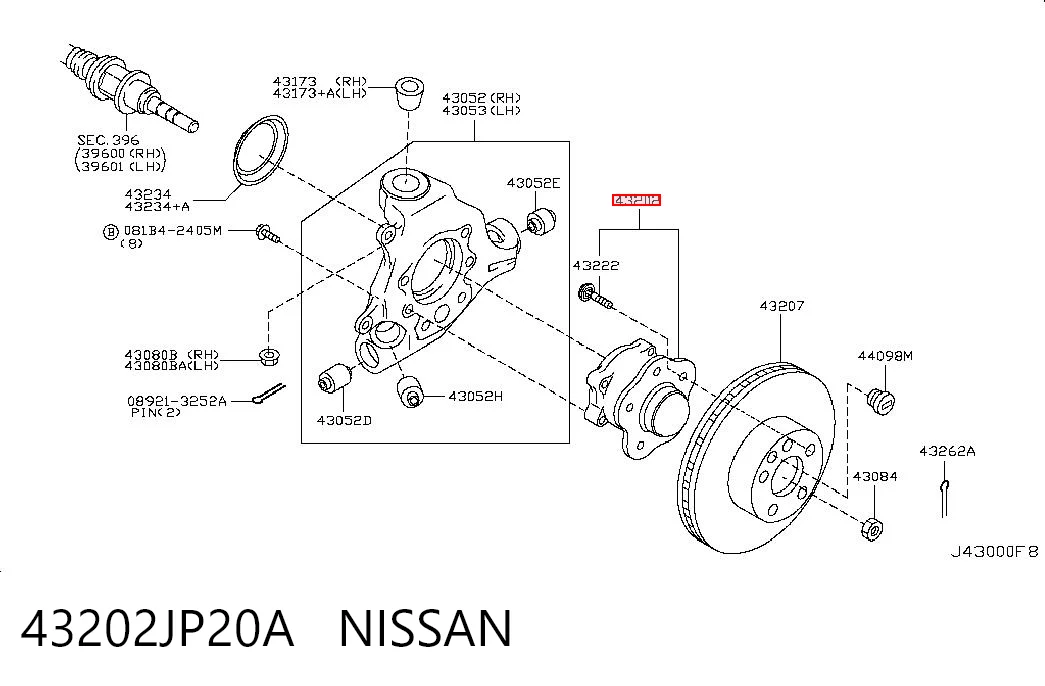 43202JP20A Nissan/Infiniti Ступица задняя