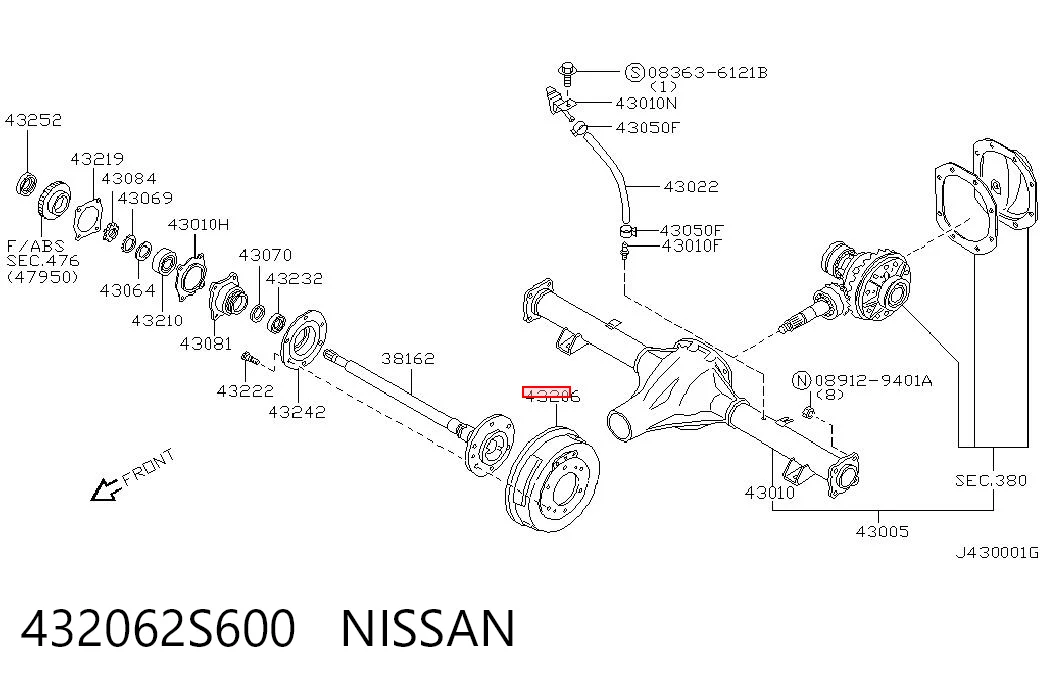432062S600 Nissan/Infiniti Тормозной барабан