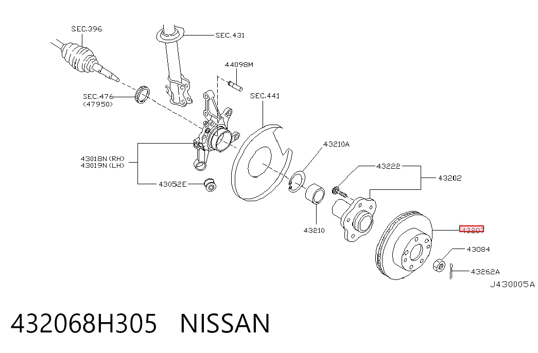 432068H305 Nissan/Infiniti Дисковый тормоз