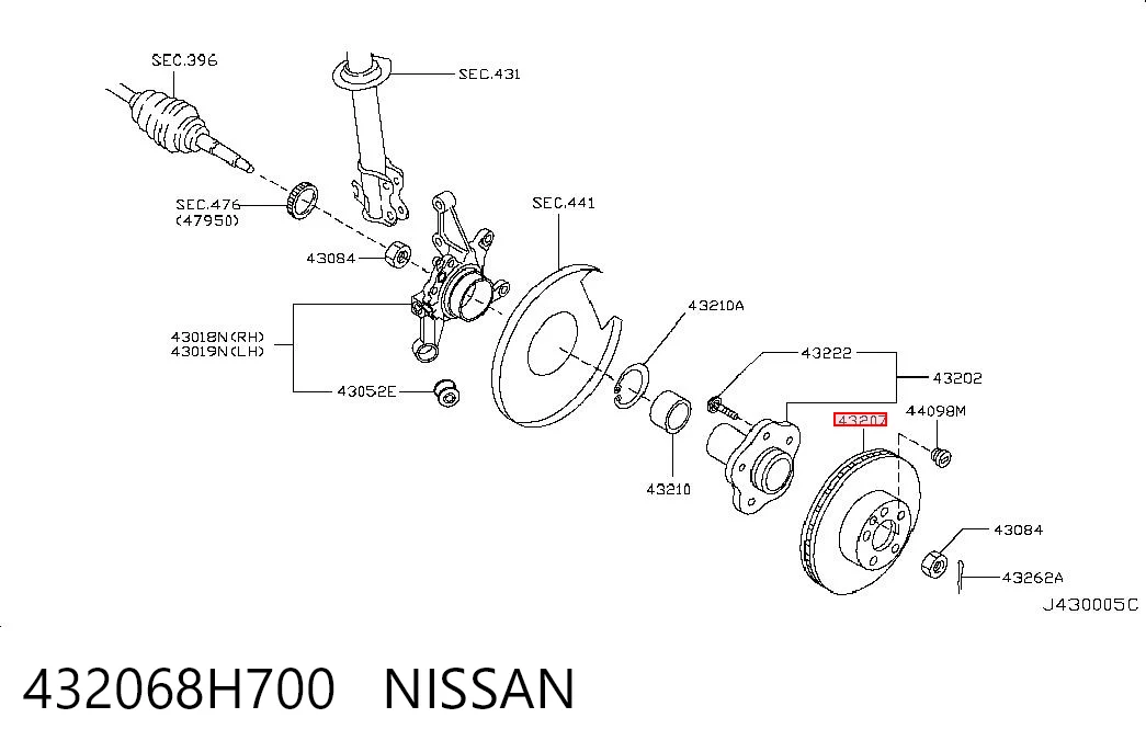 432068H700 Nissan/Infiniti Дисковый тормоз