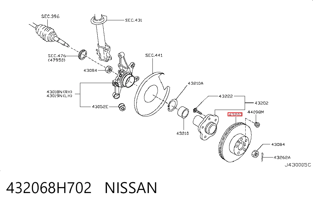 432068H702 Nissan/Infiniti Дисковый тормоз