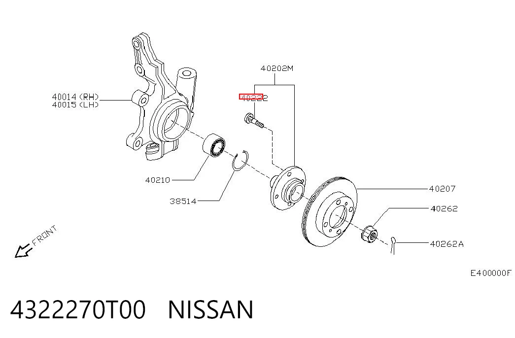 4322270T00 Nissan/Infiniti Болт крепления колеса передний