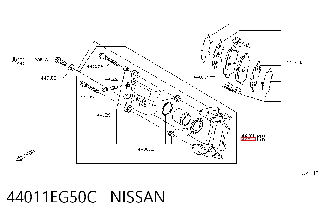 44011EG50C Nissan/Infiniti Тормозной суппорт задний левый