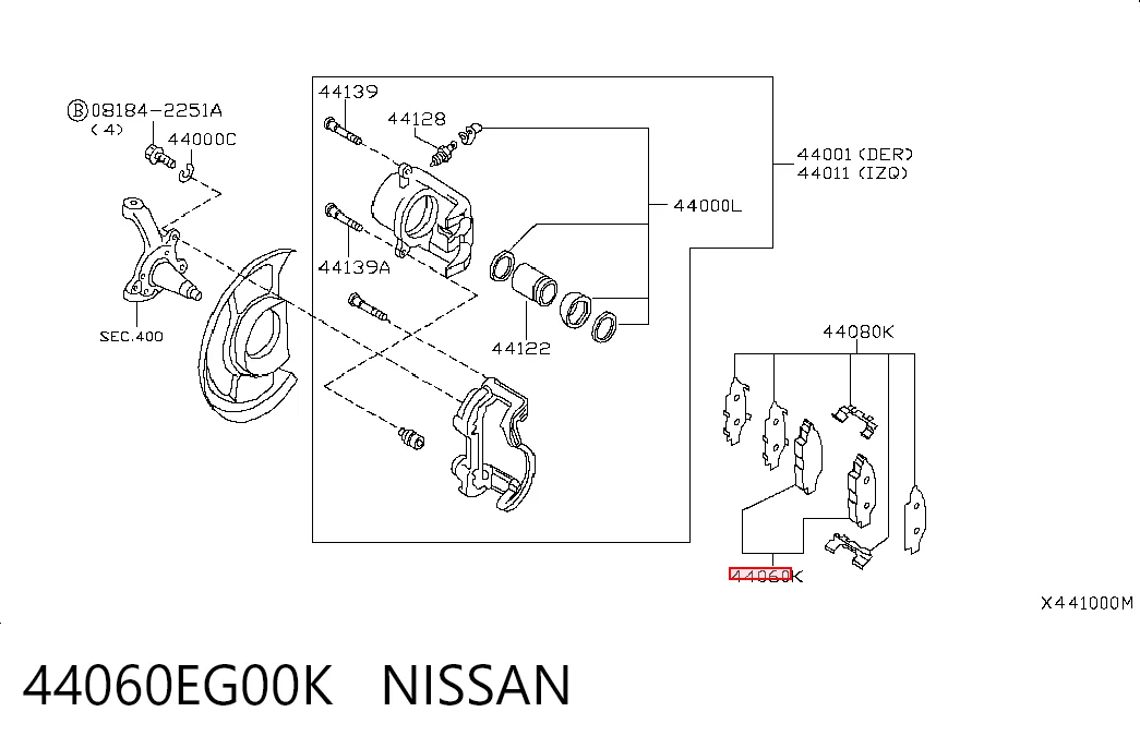 44060EG00K Nissan/Infiniti Колодки тормозные дисковые комплект