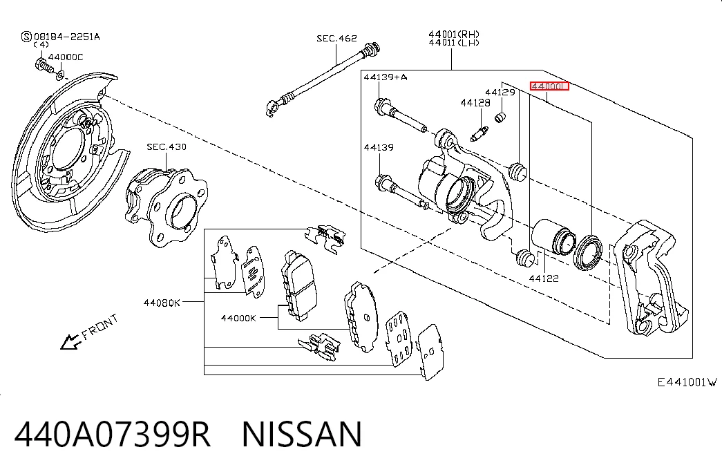 Ремкомплект заднего тормозного суппорта на Nissan Murano  Z51