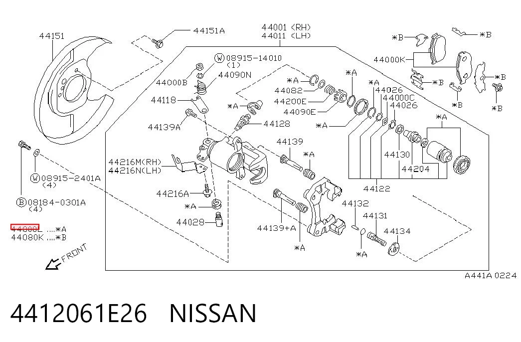4412061E26 Nissan/Infiniti Ремкомплект заднего тормозного суппорта