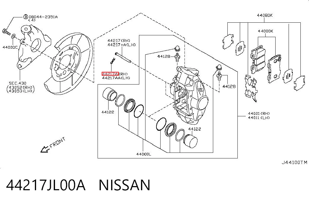 44217JL00A Nissan/Infiniti Втулка направляющая тормозного суппорта