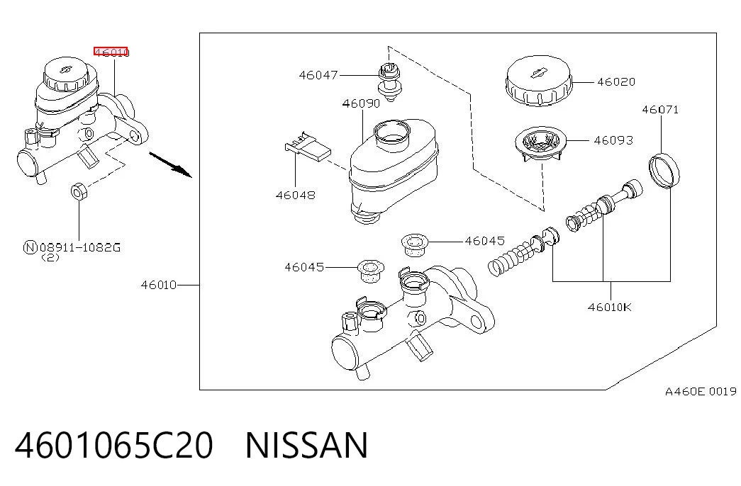 Цилиндр тормозной, главный на Nissan Sunny III N14