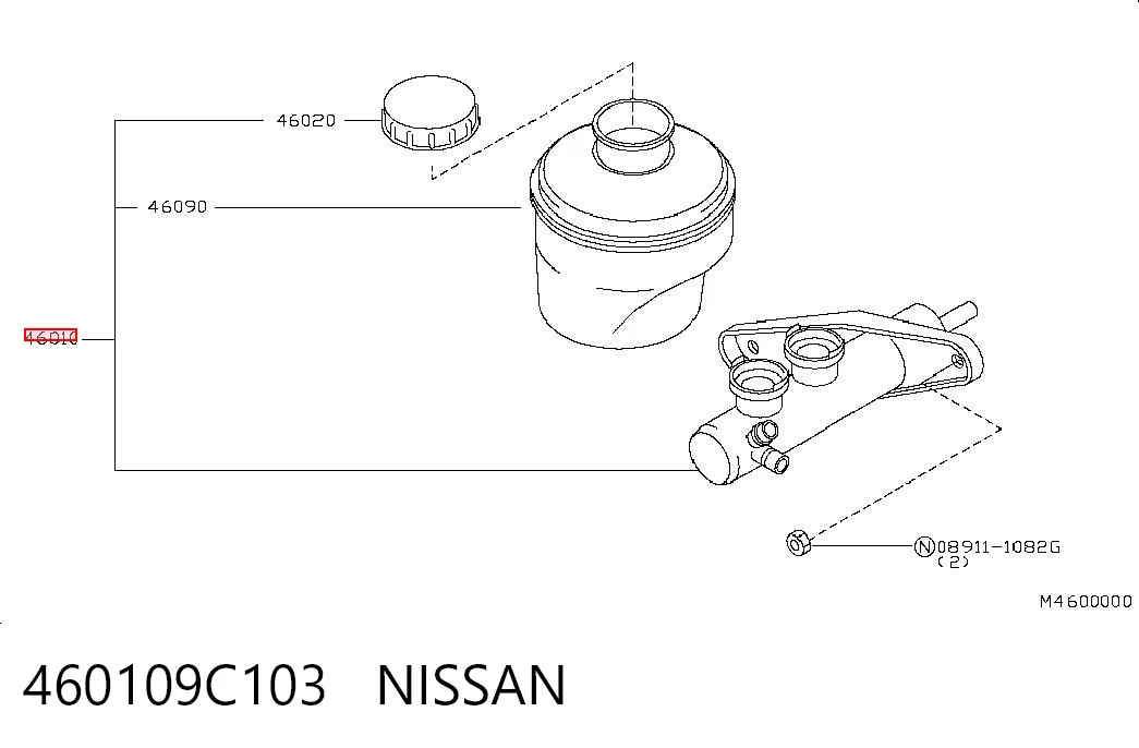 Цилиндр тормозной, главный на Nissan Vanette CARGO C23