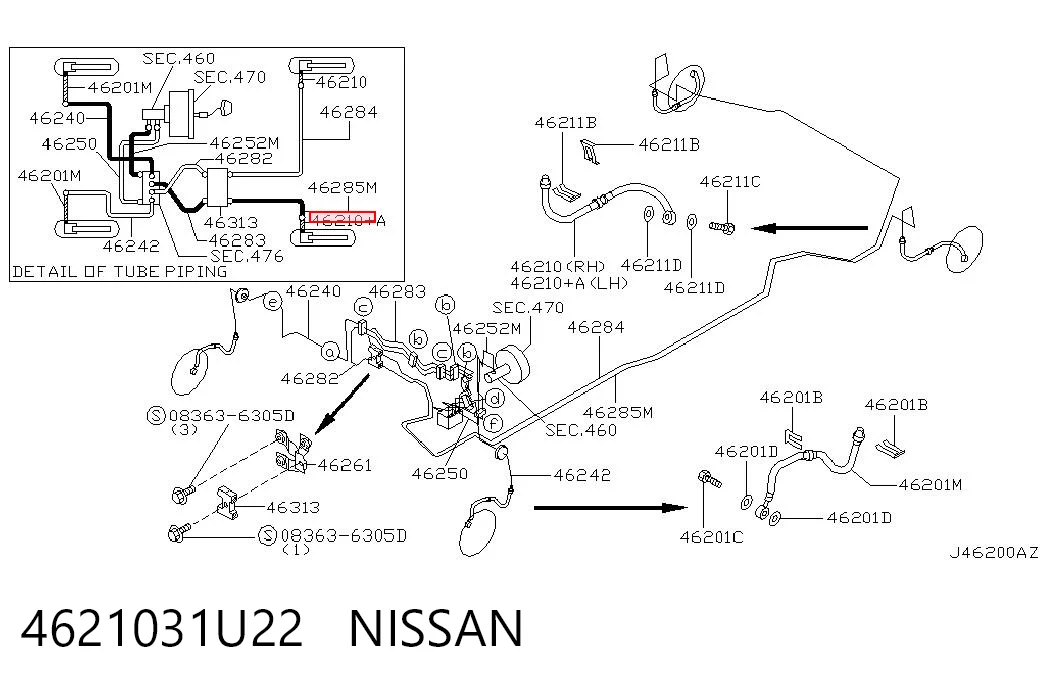 4621031U22 Nissan/Infiniti Шланг тормозной левый передний