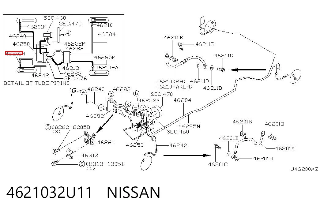 Гибкая тормозная трубка передняя на Nissan Maxima  A32