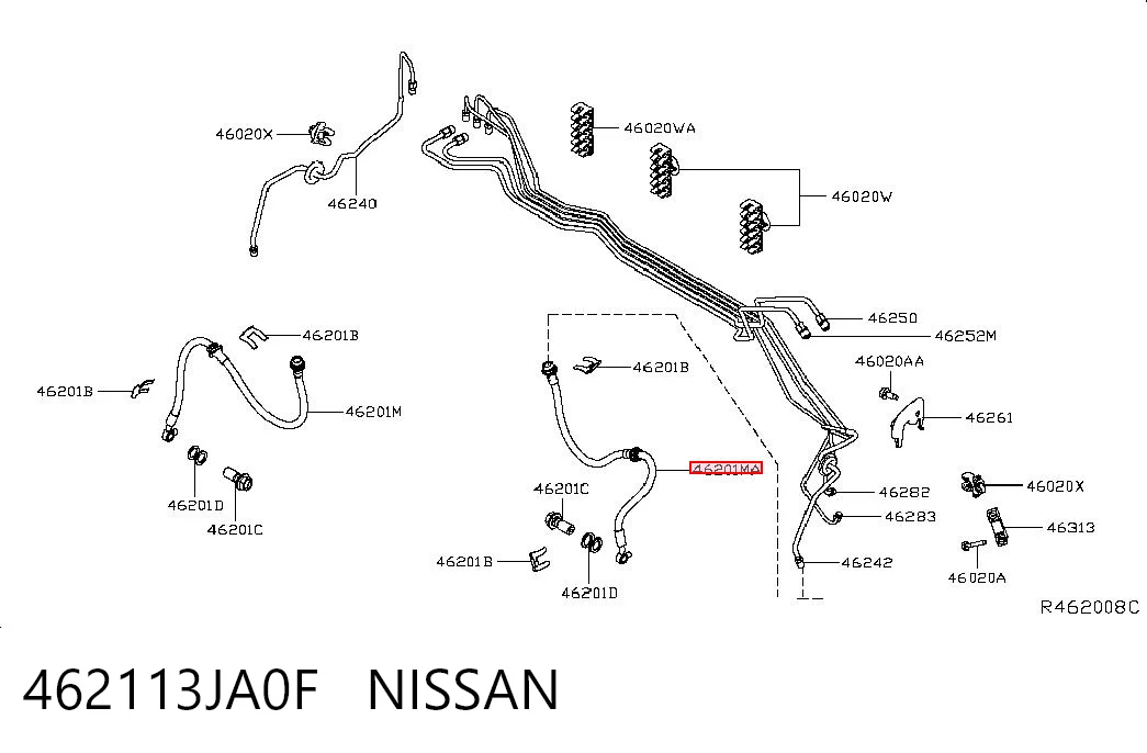 462113JA0F Nissan/Infiniti Гибкая тормозная трубка передняя