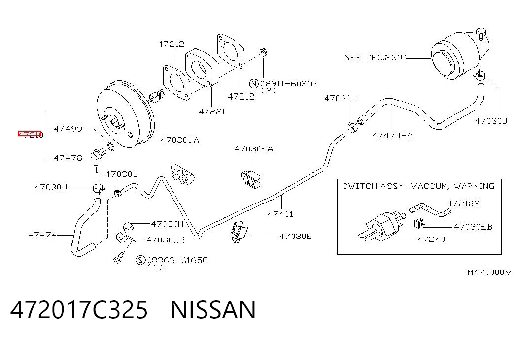 Усилитель тормоза вакуумный на Nissan Vanette CARGO C23
