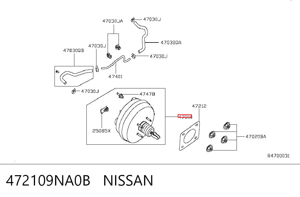 472109NA0B Nissan/Infiniti Усилитель тормоза вакуумный