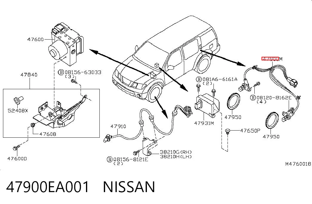 47900EA001 Nissan/Infiniti Датчик АБС (ABS) задний