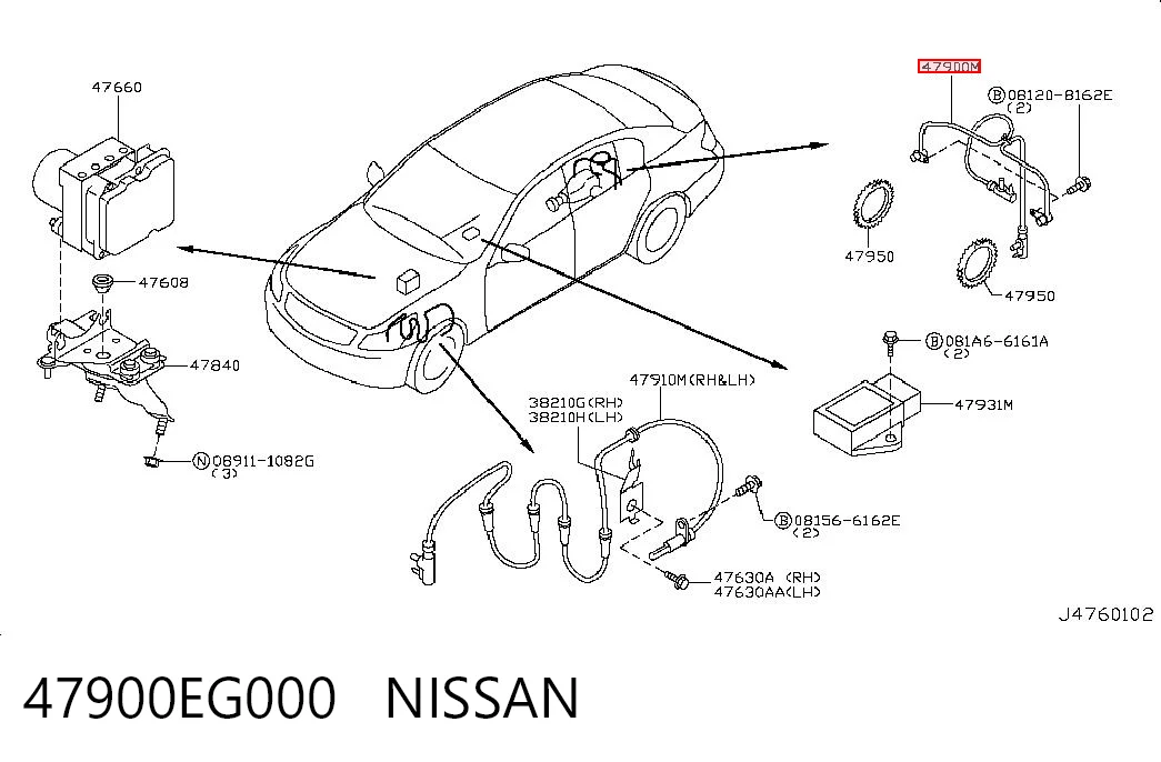 47900EG000 Nissan/Infiniti Датчик АБС (ABS) задний