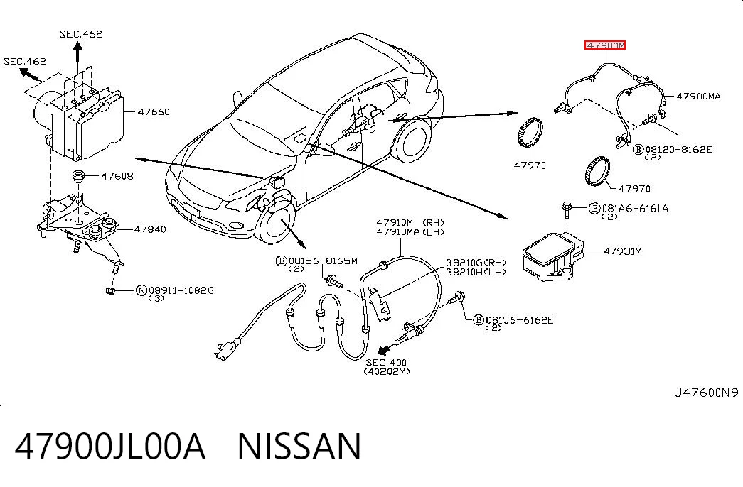47900JL00A Nissan/Infiniti Датчик износа тормозных колодок задний правый